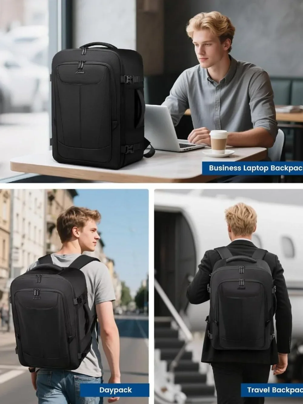 Spacious 40L Travel Backpack with Packing Cubes, Fits 17.3
